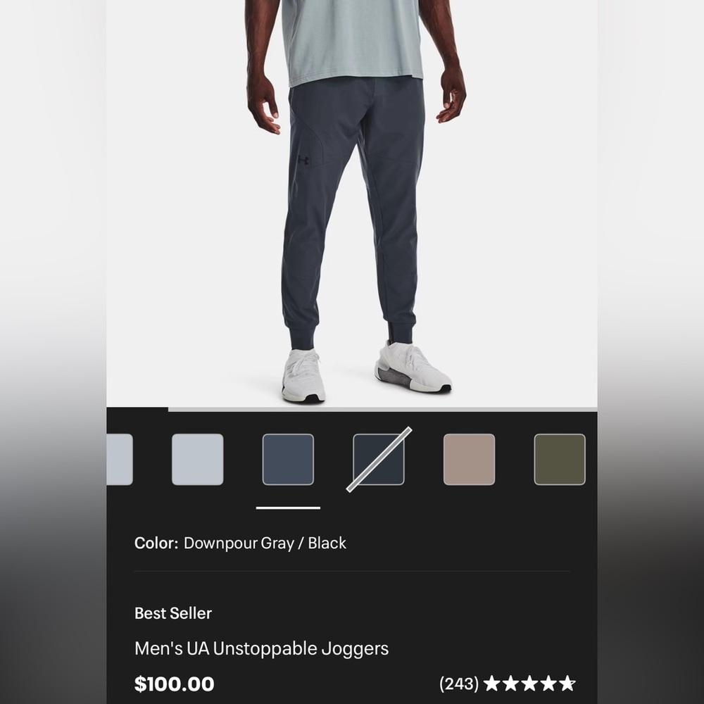 Men’s Under Armour Unstoppable Jogger XL Grey